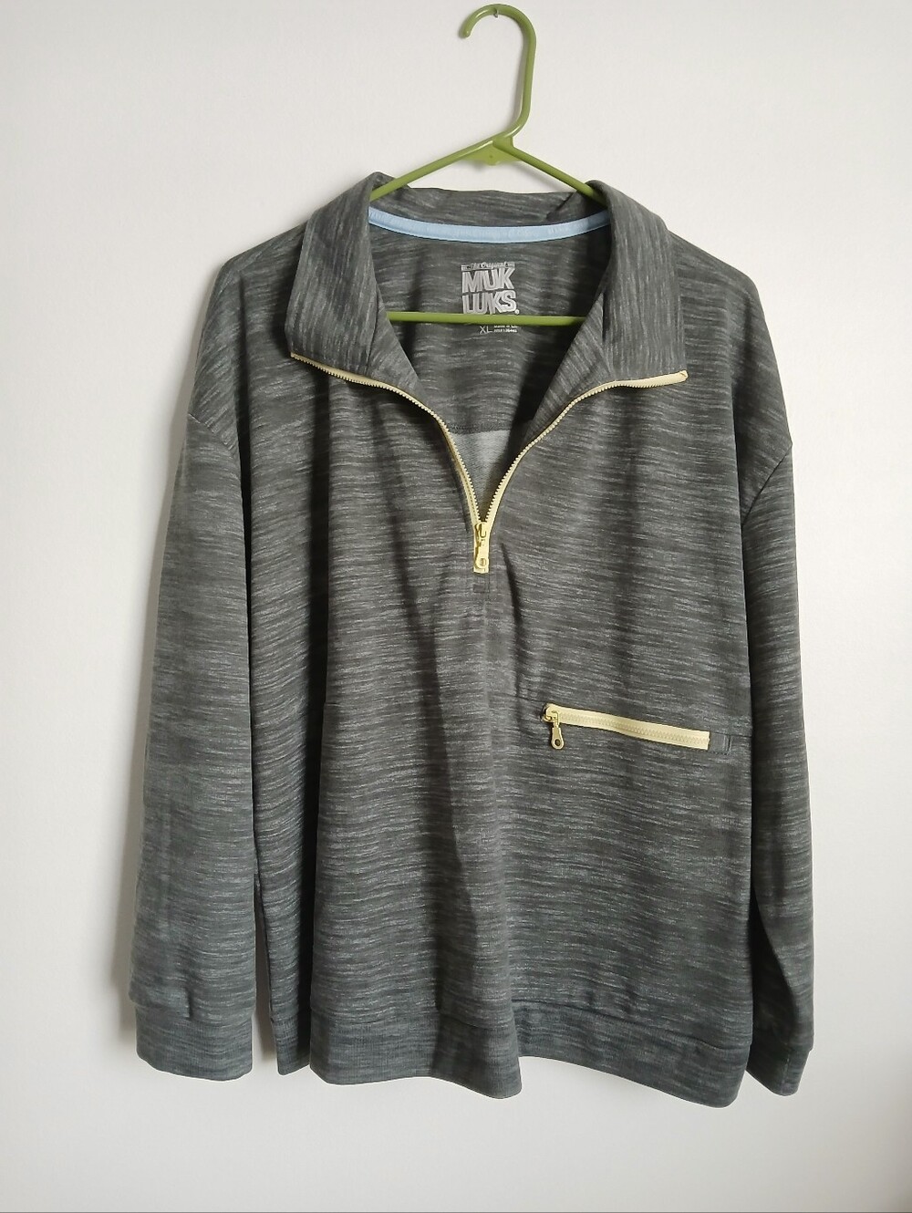 Muk Luks Gray Lightweight Sweatshirt 1/4 Zip Size XL